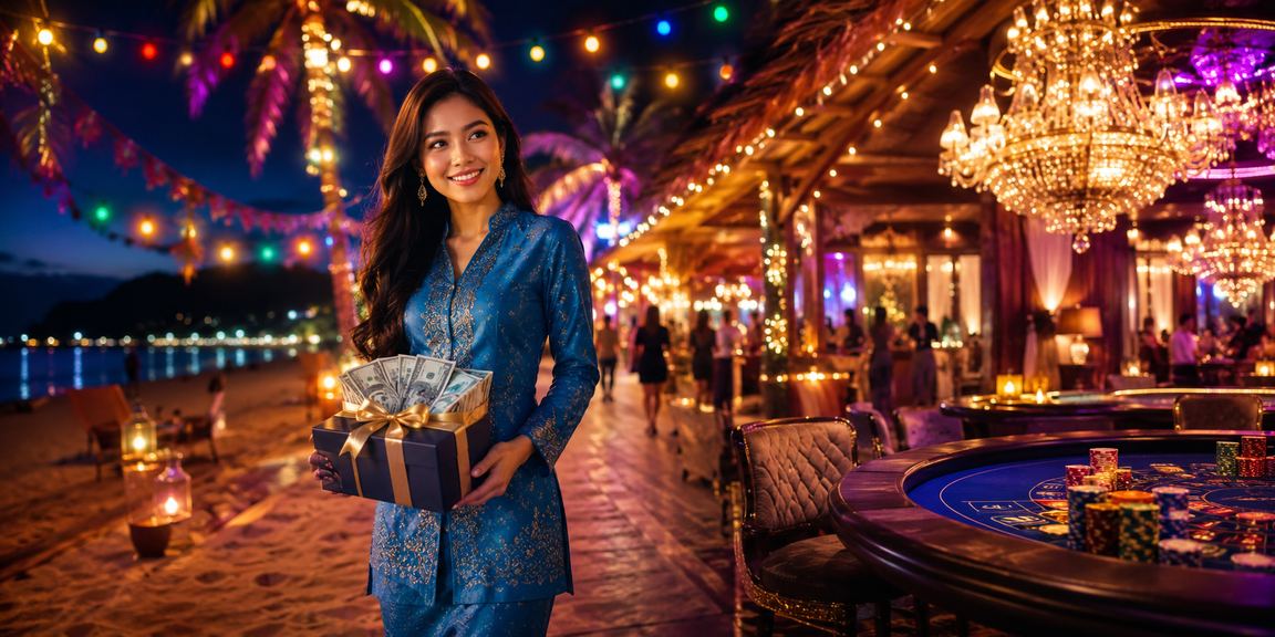 Suasana hiburan kasino dan loteri gaya Langkawi dengan baju kurung di platform 59200